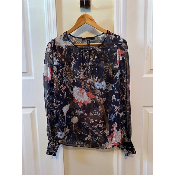 Women's White House Black Shear Sparkly‎ Market Blouse, S, Navy Multi - Picture 5 of 5